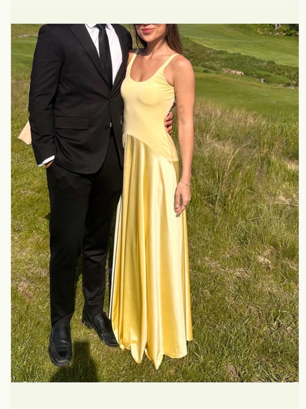 Rare London Butter Yellow Curved Drop Waist Maxi Dress